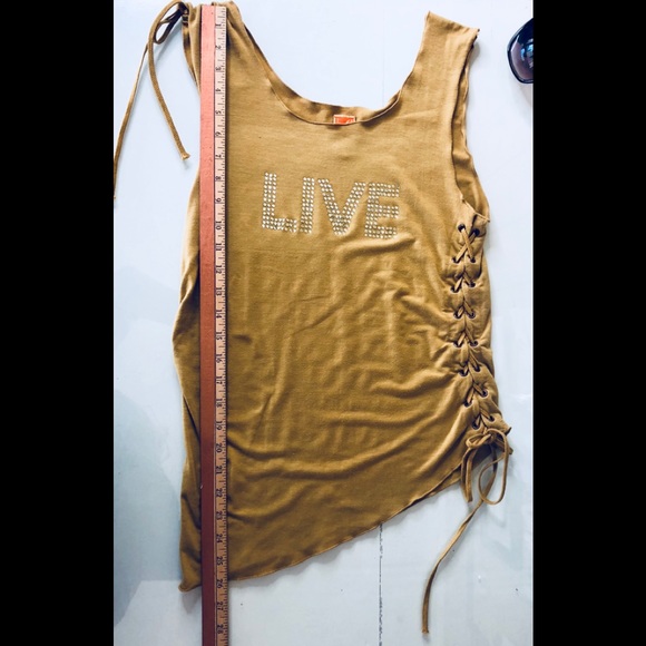 LIVE BLING LOGO RUCHED BLOUSE SIZE LARGE RUMPLE - Picture 9 of 12